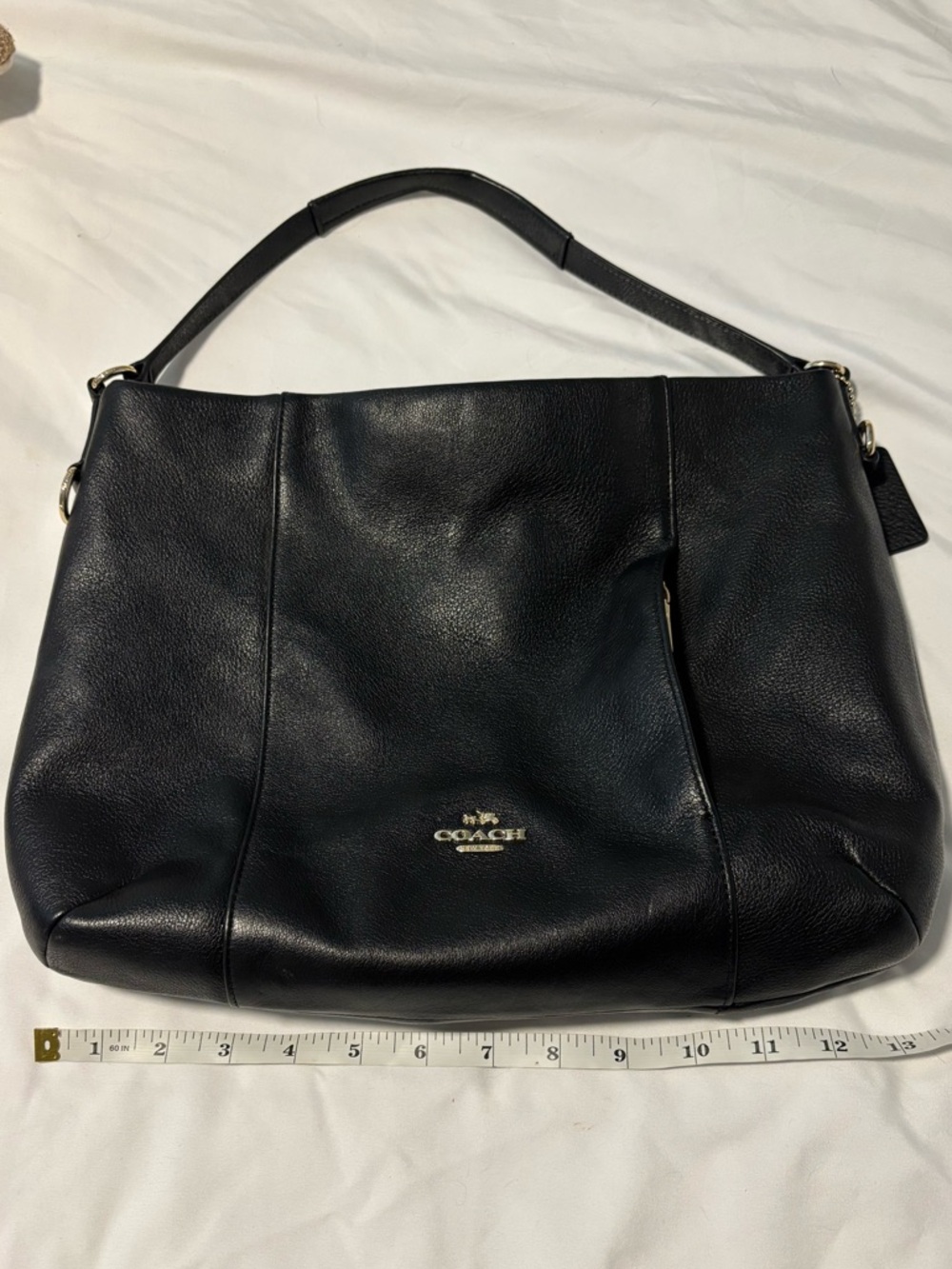 Coach Black Leather Shoulder Hobo with Gold Logo